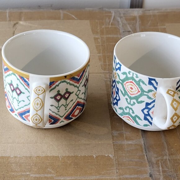 Pier 1 imports stoneware stackable coffee mugs qty of 2 GUC SEE PICS "BIN F" - Picture 4 of 10